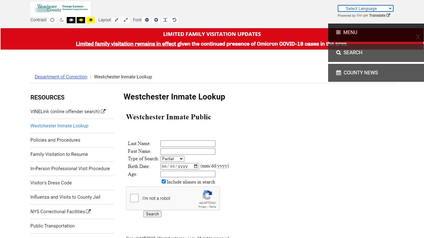 Westchester Inmate Lookup