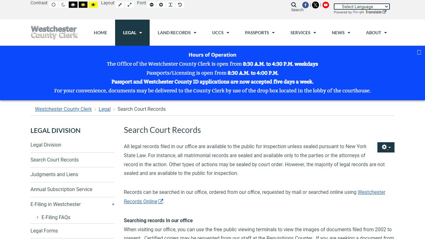 Search Court Records - Westchester County Clerk